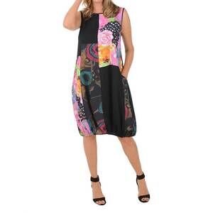 NEW SHANA APPAREL cowl neck dress in black multi